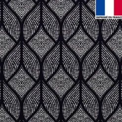 Velours noir imprimé géométrique abstrait blanc
