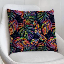Velours noir imprimé palme multicolore