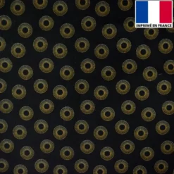 Velours noir imprimé rond doré