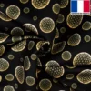 Velours noir imprimé rosace doré
