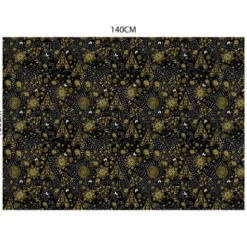 Velours noir motif sapin cachemire gold
