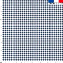 Vichy bleu marine 5mm - Fond blanc