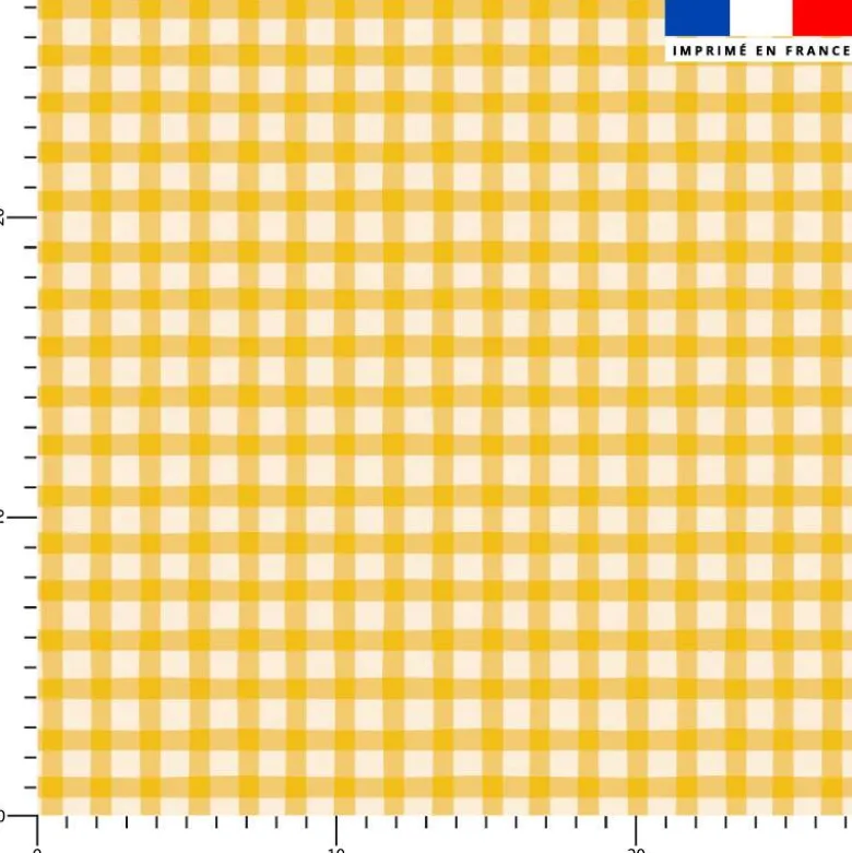 Vichy jaune - Fond écru
