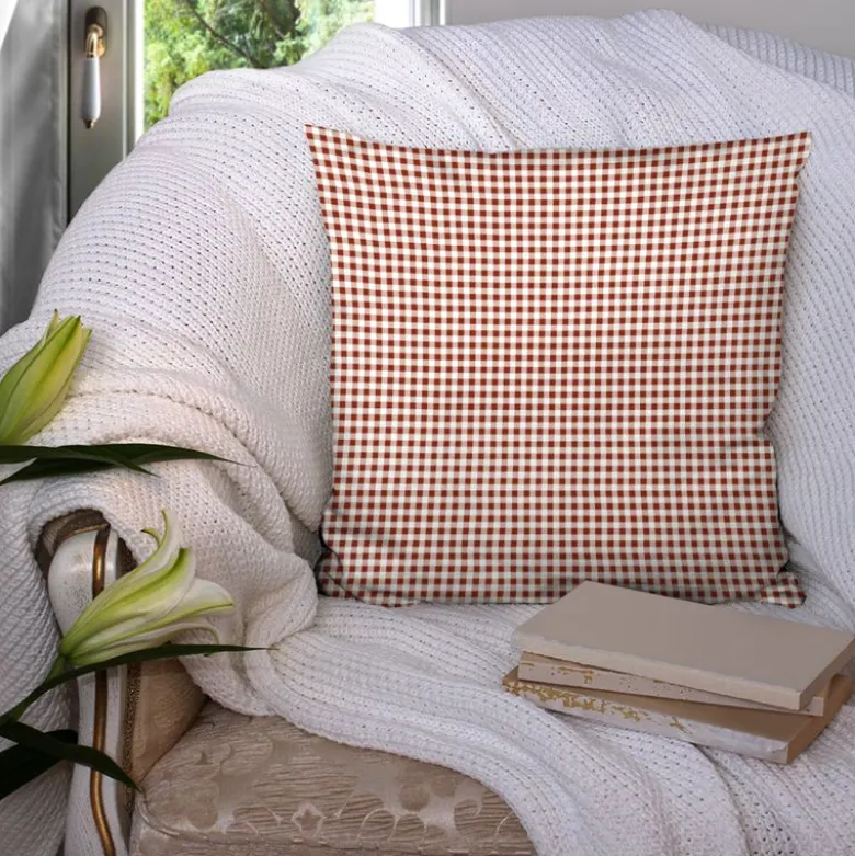 Vichy marron 5mm - Fond blanc