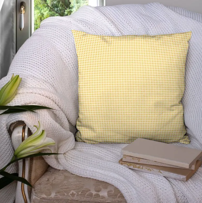 Vichy ocre 3mm - Fond blanc