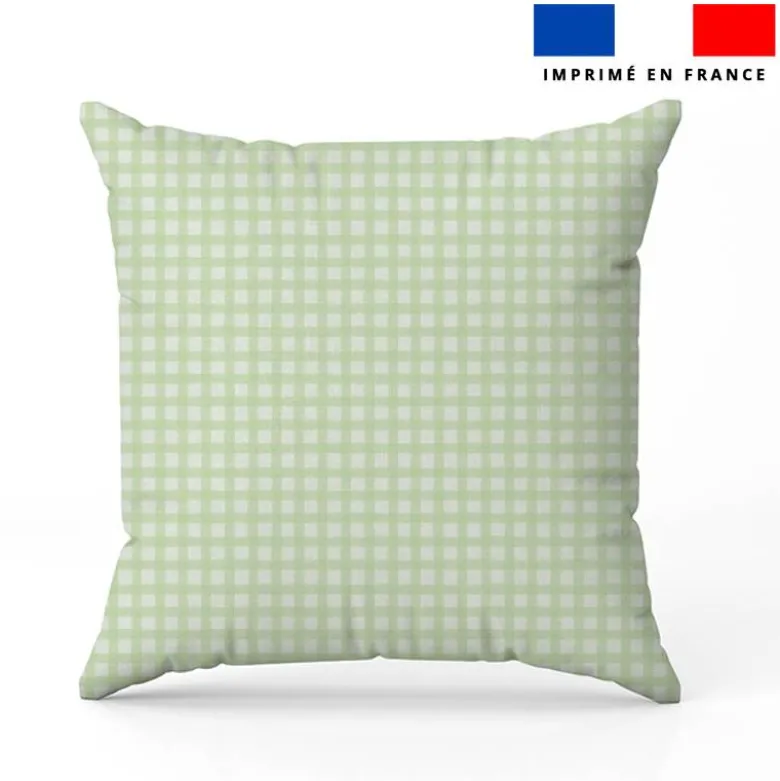 Vichy vert clair - Fond écru
