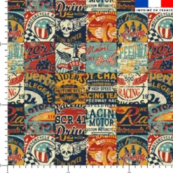 Vintage moto patchwork - Fond blanc