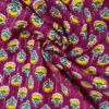 Voile de coton indien rayures lurex prune motif fleurs jaunes