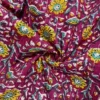 Voile de coton indien rayures lurex prune motif fleurs jaunes et pétales