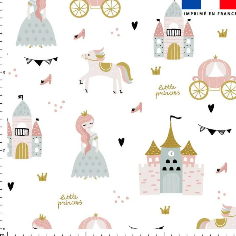 Voile de coton lurex motif château de princesse