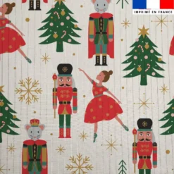 Voile de coton lurex motif danseuse de Noël