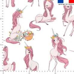 Voile de coton lurex motif licorne princesse