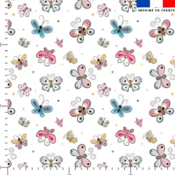 Voile de coton lurex motif petits papillons multicolores