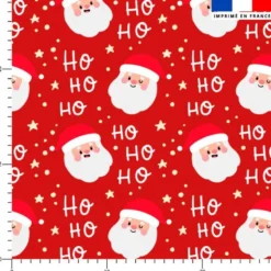 Voile de coton lurex motif père noël ho ho ho