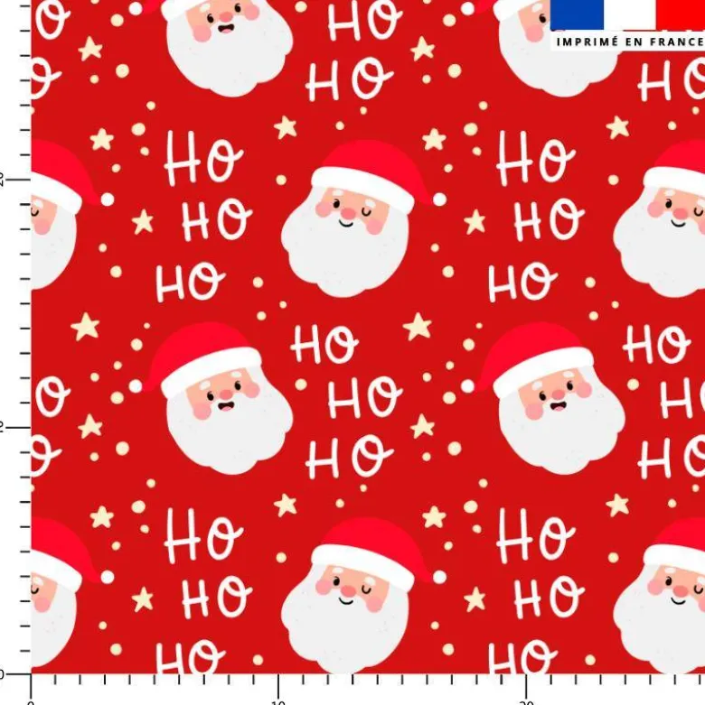 Voile de coton lurex motif père noël ho ho ho