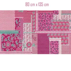 Voile de coton patchwork ethnique rose et turquoise