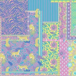 Voile de coton patchwork tropical et animalier