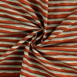 Voile de coton rayures graphiques terracotta