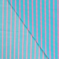 Voile de coton rayures roses et turquoise