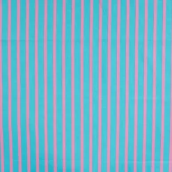 Voile de coton rayures roses et turquoise