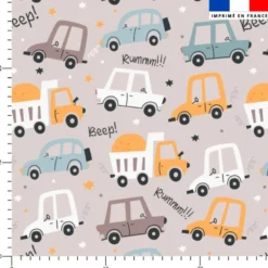 Voiture et tracteur - Fond gris