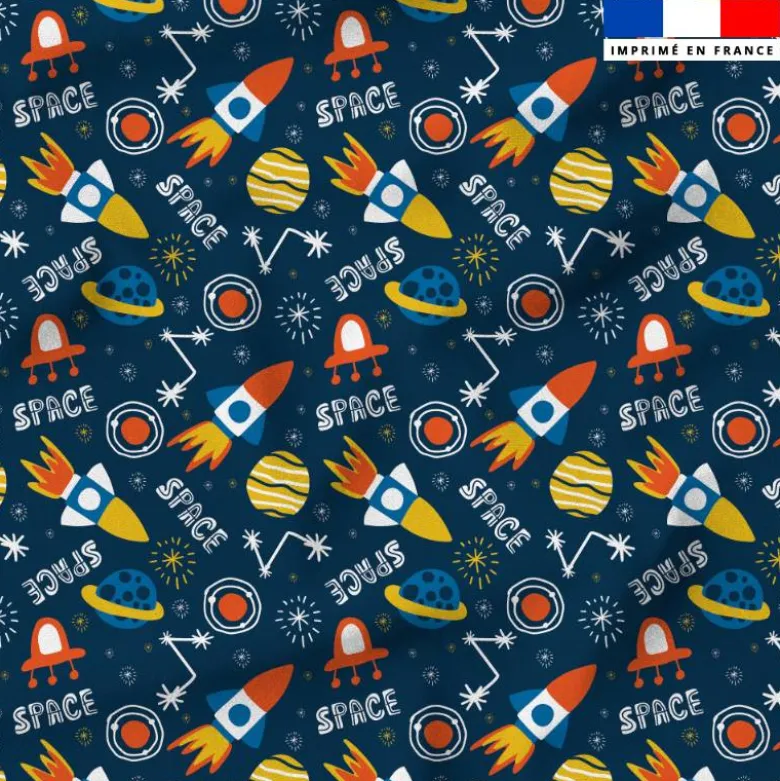 Voyage dans l'espace - Fond bleu nuit