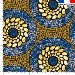 Wax fleur abstraite et spirale jaune et bleue - Fond noir