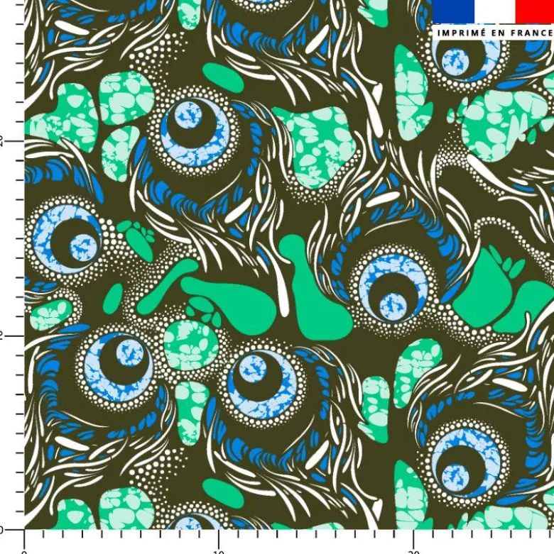 Wax forme abstraite bleu et vert d'eau - Fond vert foncé