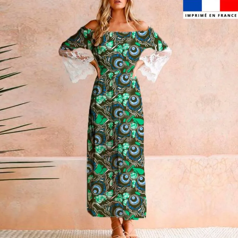 Wax forme abstraite bleu et vert d'eau - Fond vert foncé