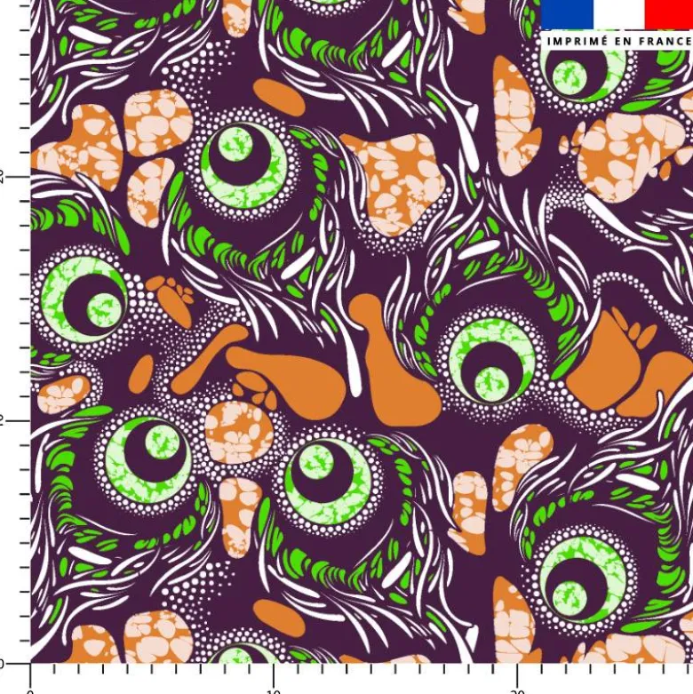 Wax forme abstraite orange et vert - Fond violet foncé