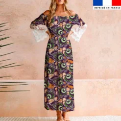 Wax forme abstraite orange et vert - Fond violet foncé