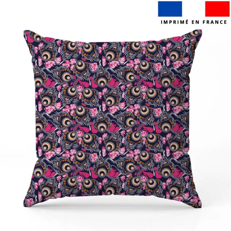 Wax forme abstraite rose et orange - Fond bleu marine