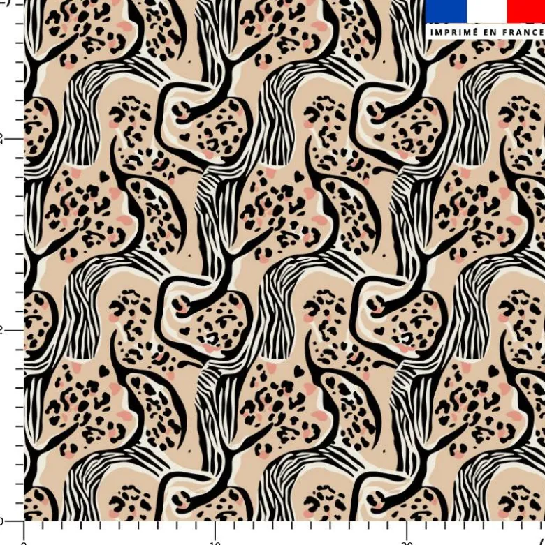 Zébrures et taches léopard - Fond beige