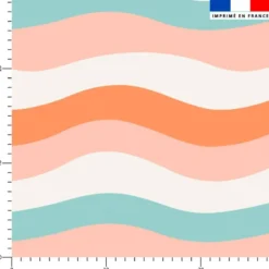 Zig-zag orange bleu et rose - Fond écru